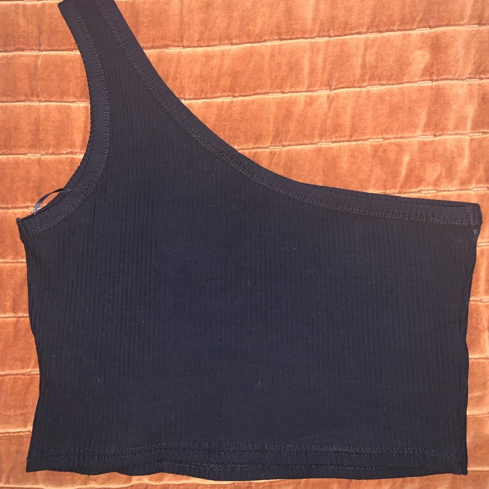 Women's One Shoulder Sleeveless Ribbed Crop Top